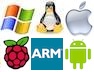 Windows, Linux, Apple, Android, Raspberry Pi